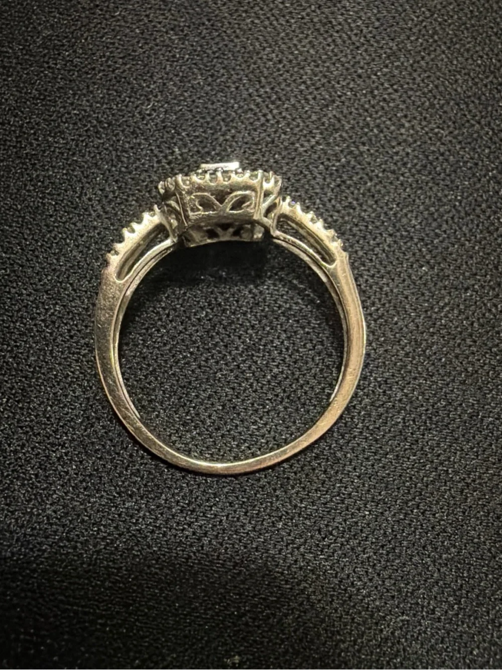 10k White Gold Natural Black And White Diamond Ring